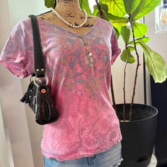 Pink Multicolored Graphic Baby Tee - Picture 4 of 8